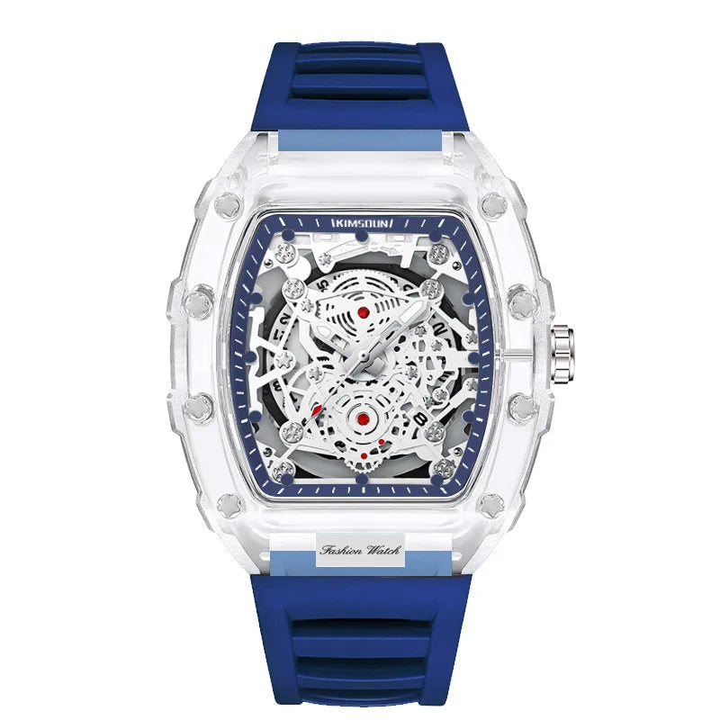 UTHAI BK134 montre à la mode pour hommes en forme de baril montre à quartz étanche transparente horloge de sport montres cadeaux pour homme