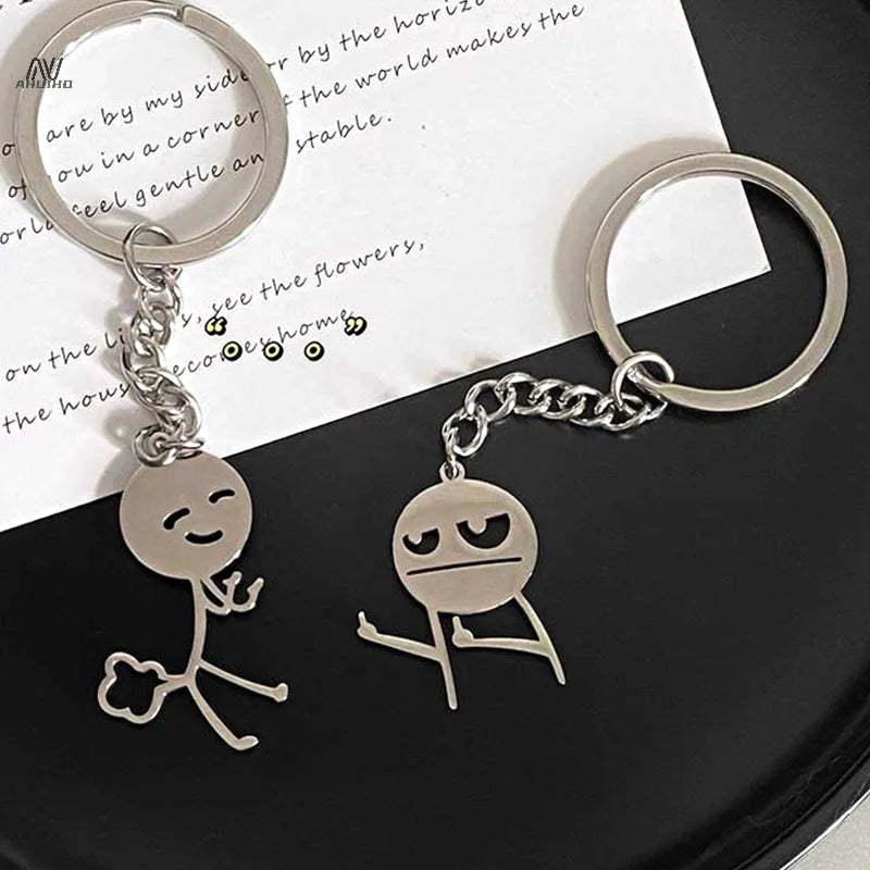 Porte-clés de Couple, Match intéressant des gens que le cœur, doigt du milieu, personnalité Ins, sac drôle, pendentif, bijoux, cadeau pour Couple et amis