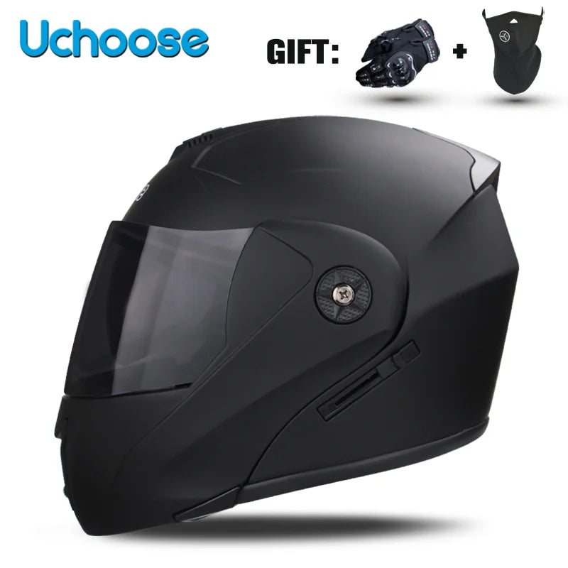 Uchoose-Casque de moto unisexe avec visière, double lentille, section transversale, certification DOT, casque de sécurité modulaire, casque à rabat