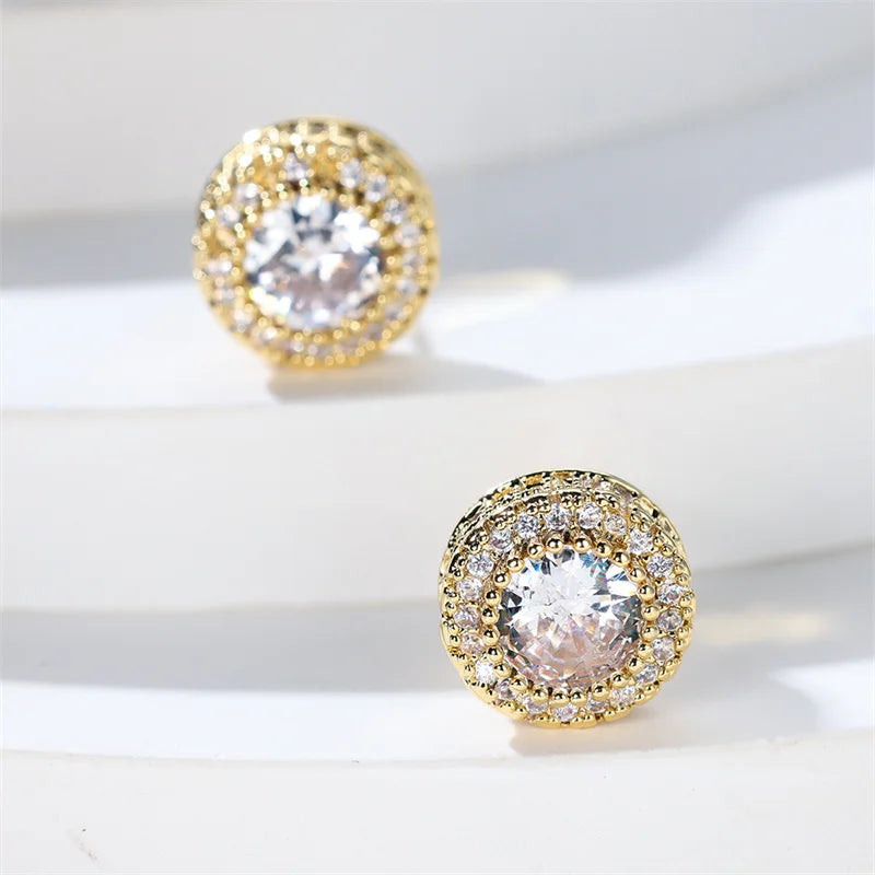 Boucles d'Oreilles de Luxe en Pierre Blanche pour Femme, Bijoux en Or et Argent, Breloque en Clip, pour Mariage