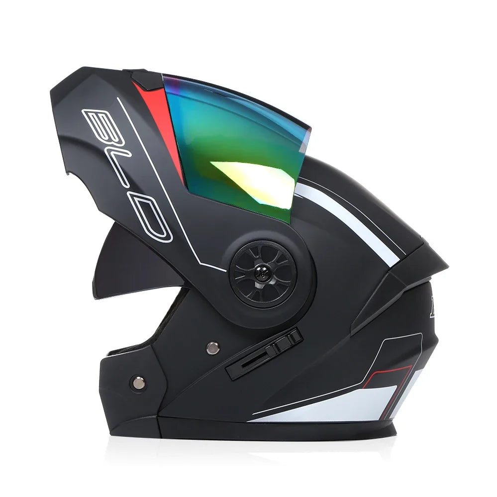 2020 nouveauté hommes moto course professionnelle casque rabattable matériau ABS casques modulaires à double lentille Certification DOT