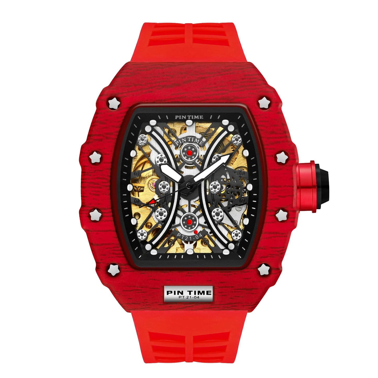 Famous Mechanical Man Watches Classic RM Luxury Design Automatic Visable Wristwatch 10 Color Causal Men Watch Rubber Strap Belt