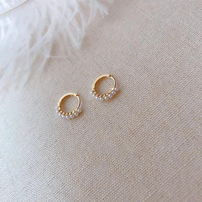 REETI 925 argent Sterling perle ronde pendentif boucles d'oreilles pour femmes Huggie boucle d'oreille