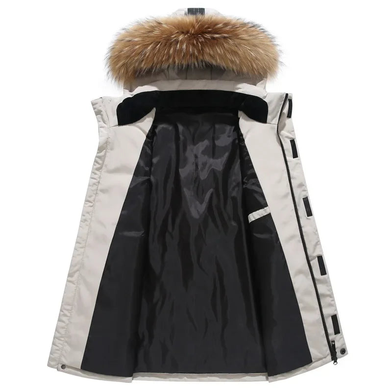 Veste à capuche en duvet de canard pour hommes Parka d’hiver chaude et coupe-vent