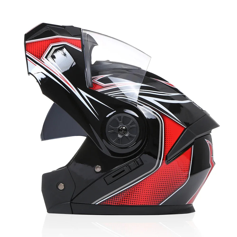 2020 nouveauté hommes moto course professionnelle casque rabattable matériau ABS casques modulaires à double lentille Certification DOT
