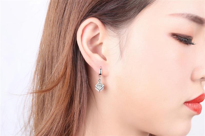 Boucles d'oreilles créoles en argent regardé 925 pour femmes, cube magique simple, accessoires de bijoux de mariage, tempérament