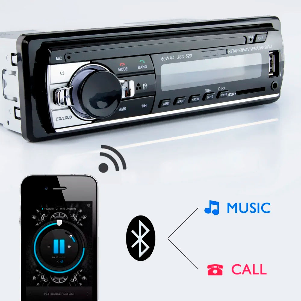 Autoradio Hippcron 1DIN Bluetooth – Lecteur MP3 Stéréo 60W x 4 avec USB/SD/AUX/FM