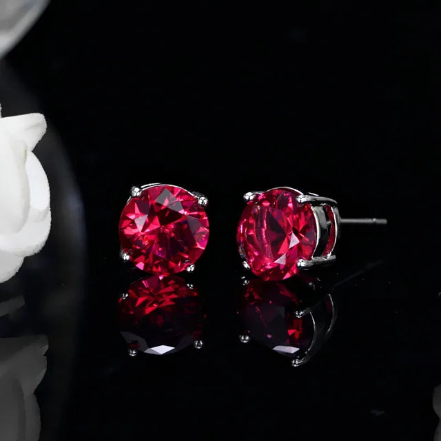 Boucles d'oreilles rondes en cristal rouge vert pour femmes et hommes, bijoux de mariage, arc-en-ciel mystique, feu, bleu, vert, Zircon, Double boucles d'oreilles
