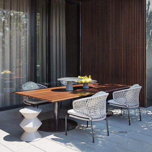 Dossiers européens chaises de jardin pour cour Protection solaire meubles d'extérieur en rotin creux meubles de Patio simples pour balcon