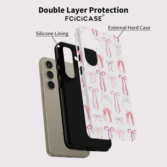 Fcicicase luxe rose noeud papillon coque de téléphone pour Samsung Galaxy A56 5G A36 A 36 A16 A26 antichoc double couche TPU PC couverture souple