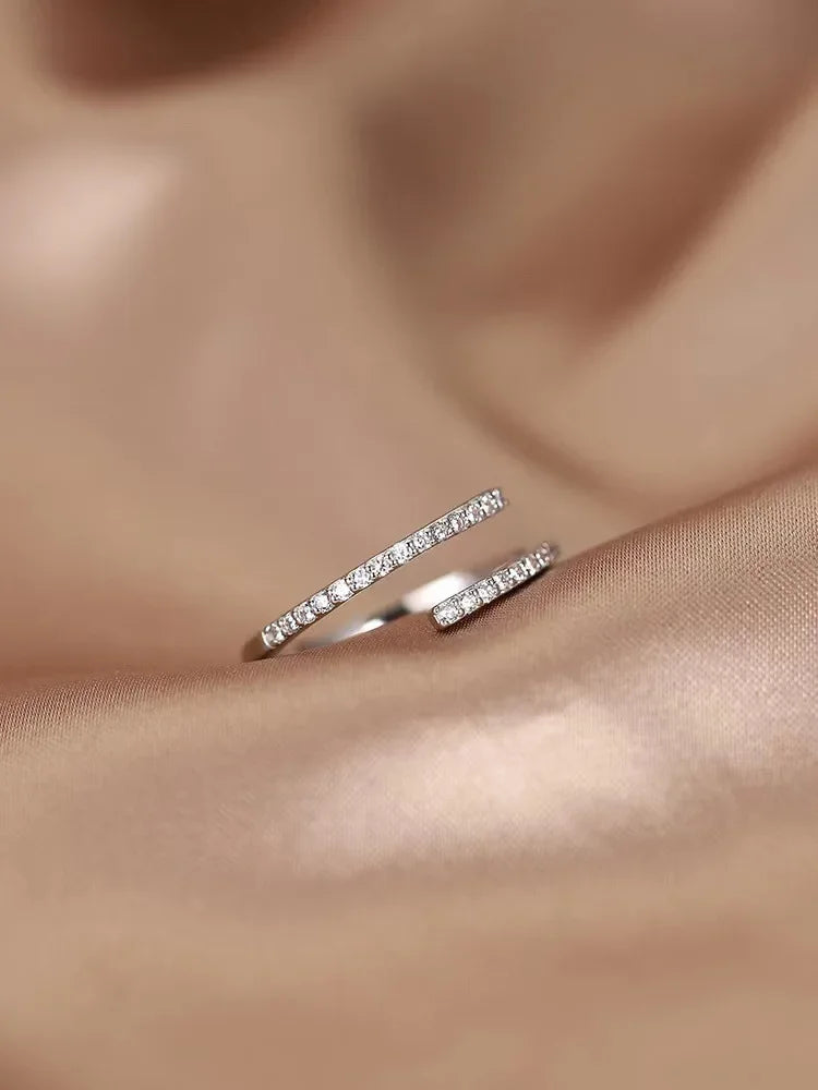Bague en argent Sterling 925 et zircon pour femmes, bijoux, anneau ouvert réglable pour fête, cadeau d'anniversaire