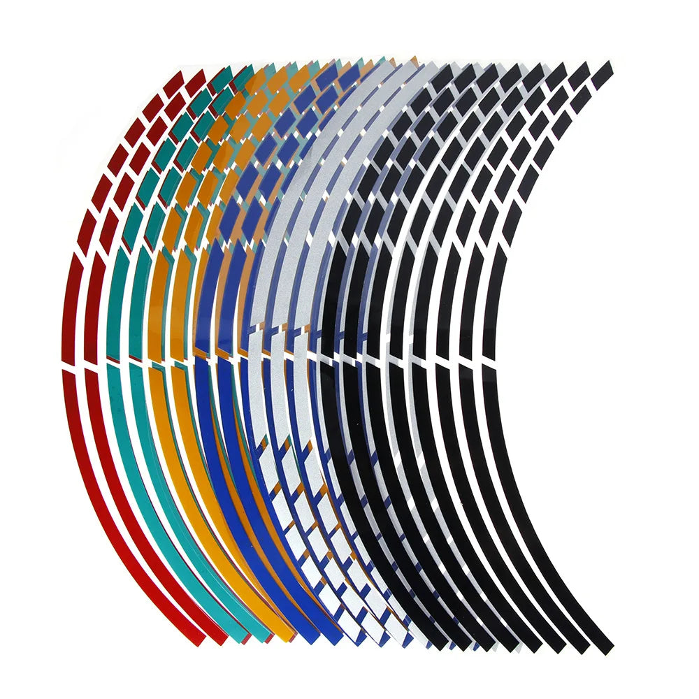 1 ensemble de bandes réfléchissantes de style de voiture, 5 couleurs, autocollants et décalcomanies pour roues de moto et vélo de Motocross, bande réfléchissante pour jante de 17/18 pouces