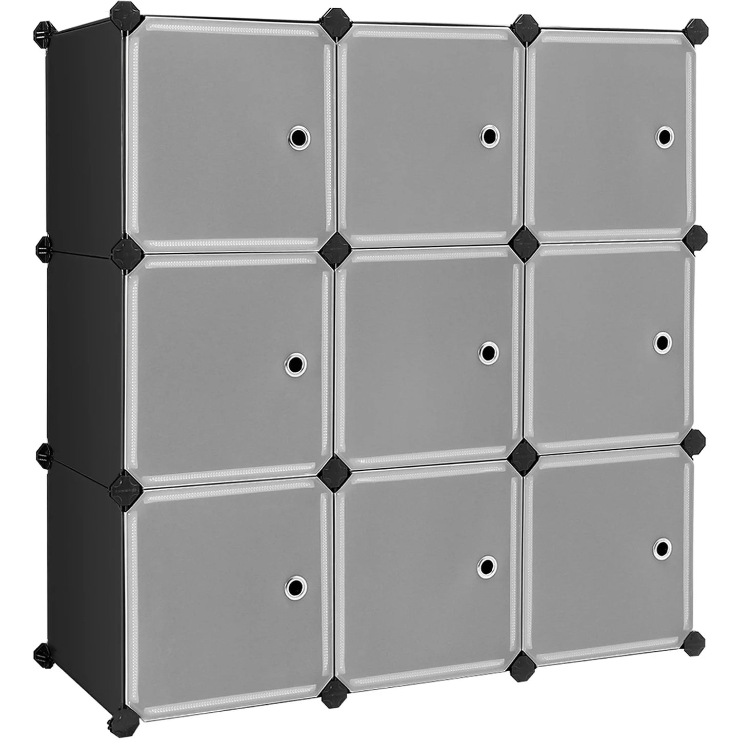 SONGMICS Meuble de Rangement Modulable, 9 Cubes, Étagère en Plastique, avec Portes, pour Vêtements, Chaussures, Livres, Assemblage Facile