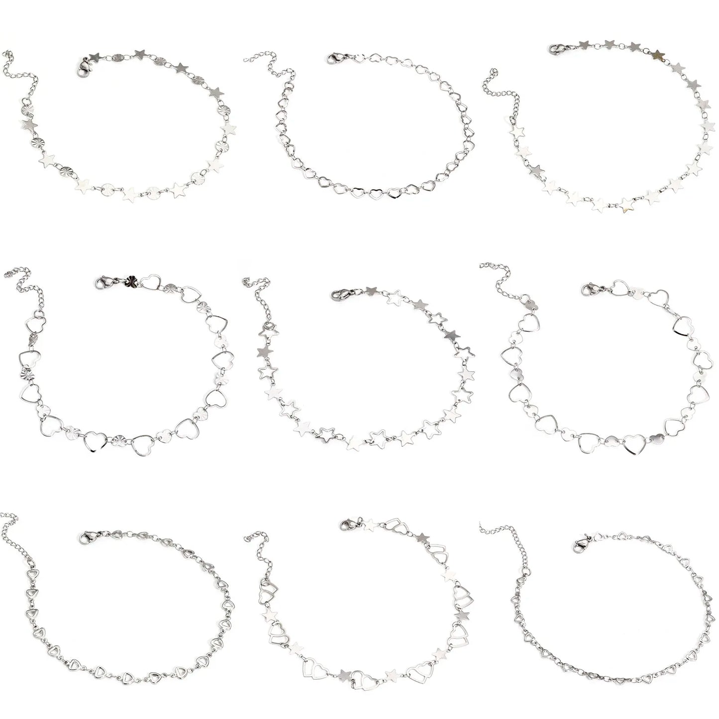 Bracelet de cheville en acier inoxydable 304 pour femmes, chaîne à maillons faite à la main, couleur argent, chaîne de jambe, pied, bijoux cadeau, 1 pièce