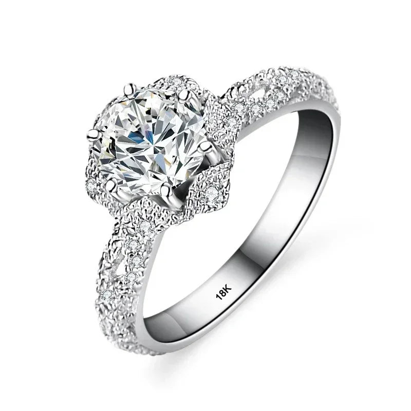 Bague Femme Or Blanc 18K avec Moissanite et Diamants – Certificat CCGTC
