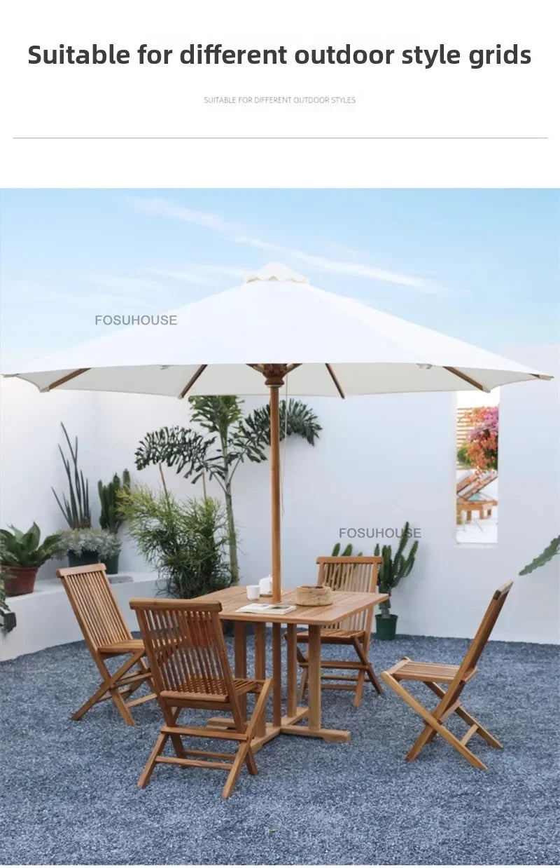 Meubles de Patio en plein air en teck nordique, ensemble d'extérieur, meubles de jardin de Villa, Table et chaises pliantes de loisirs, mobilier d'extérieur