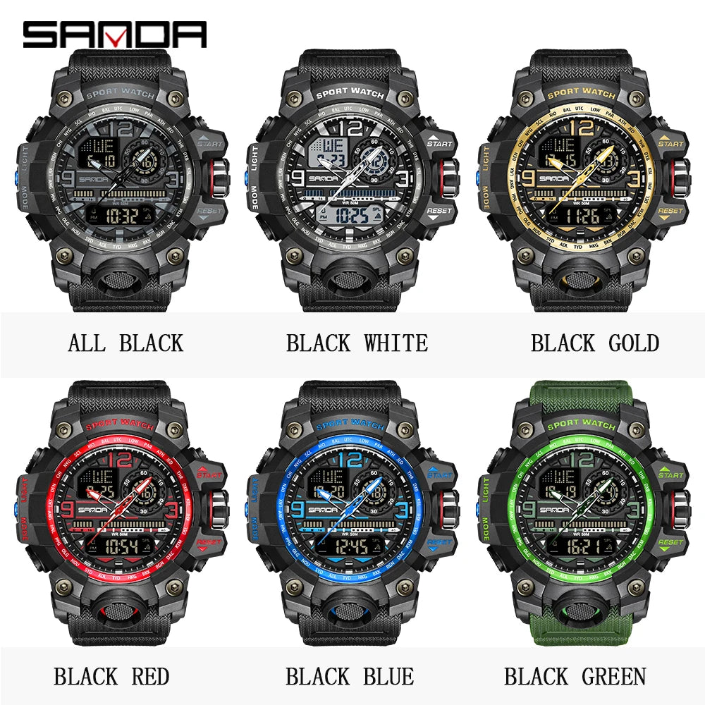 2022 Sanda Top Brand Sports Men's Watches Military Quartz Watch Man Waterproof Wristwatch For Men Clock Shock Relogios Masculino
