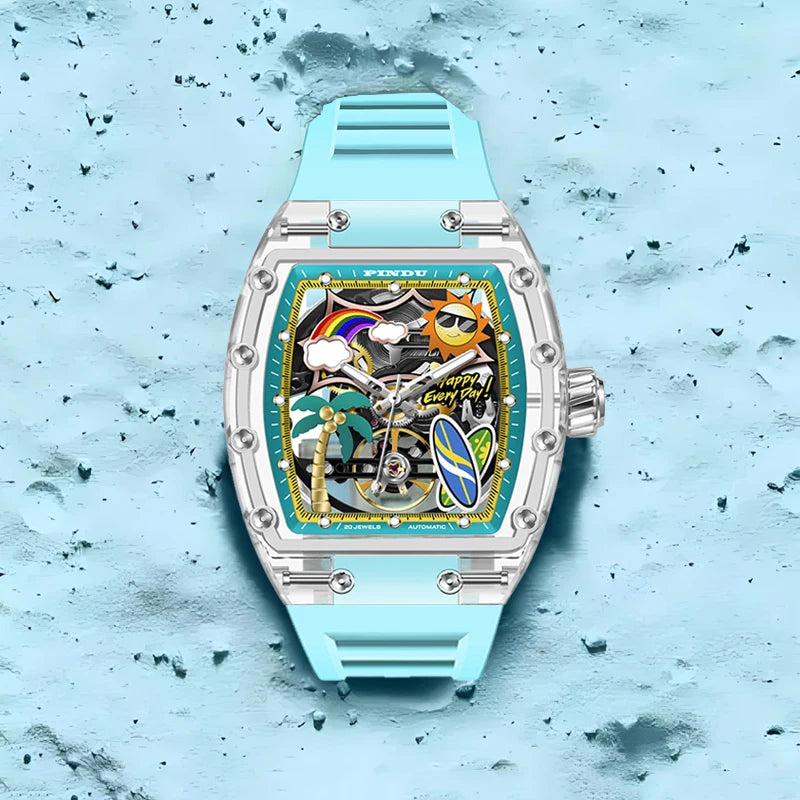 Montre Mécanique Été – Thème Plage & Éléments Marins
