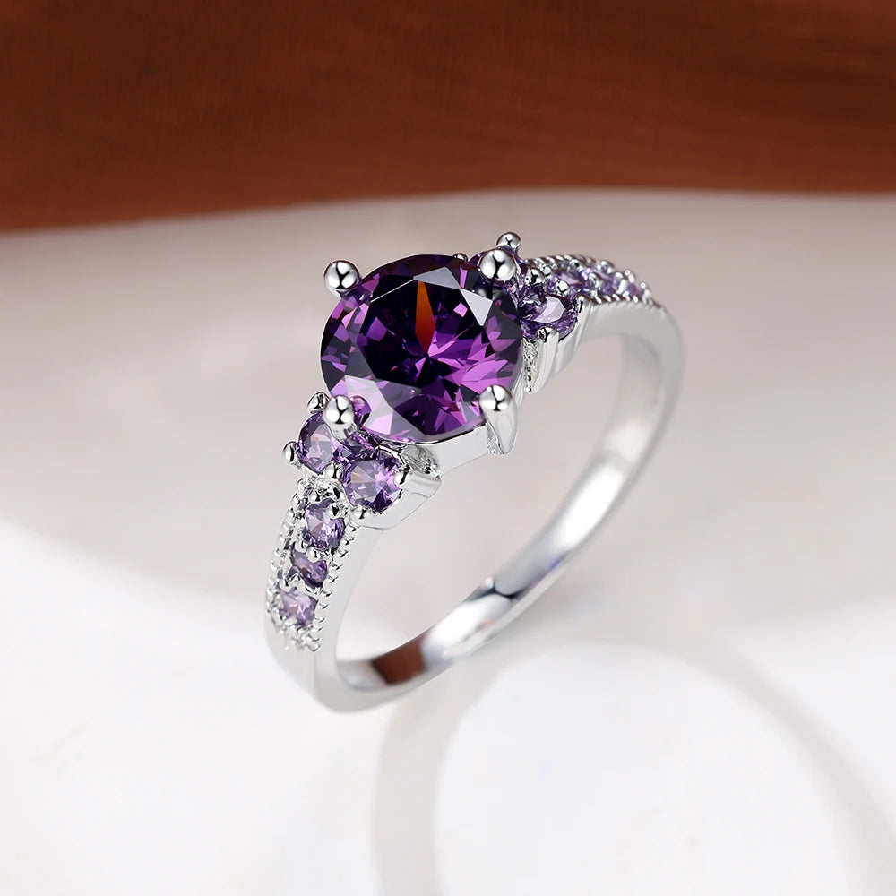Green Zunderes-Bague de fiançailles en pierre ronde pour femme, cristal de luxe, pierre de naissance de mai, matiques fines, vintage, bijoux de mariage, document en argent