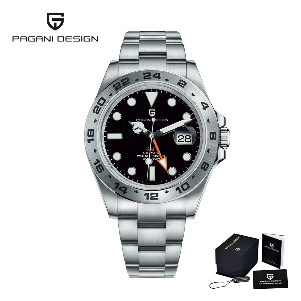 PAGANI Design 2025 nouvelle montre GMT 42MM montres mécaniques automatiques pour hommes saphir acier inoxydable montre étanche Reloj Hombre