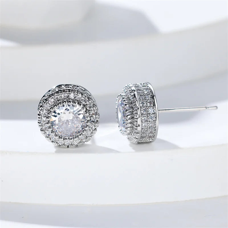 Boucles d'Oreilles de Luxe en Pierre Blanche pour Femme, Bijoux en Or et Argent, Breloque en Clip, pour Mariage