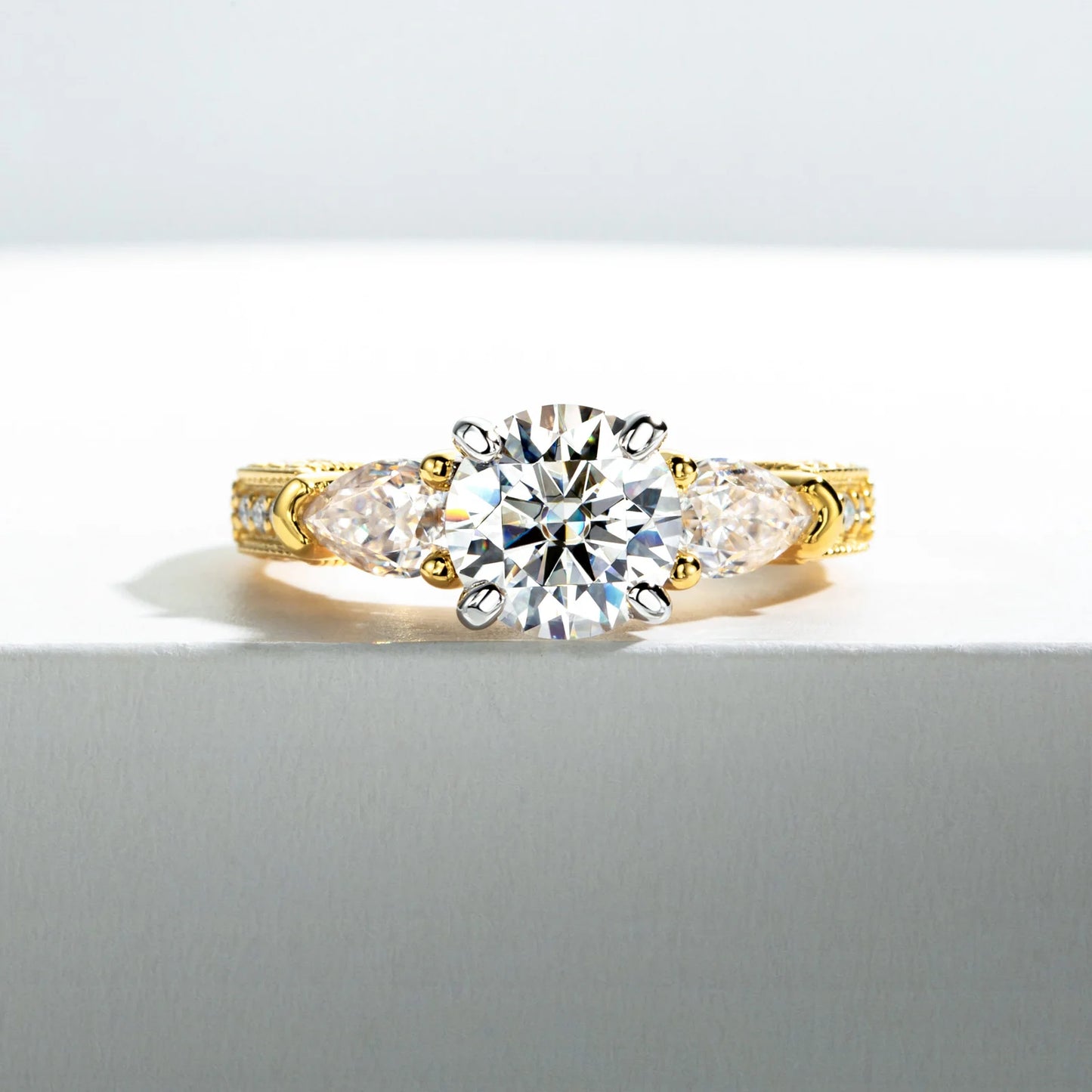 Bagues de fiançailles en argent regardé 925 Moissanite, trois charbons, alliance en diamant créée en laboratoire, 3 carats