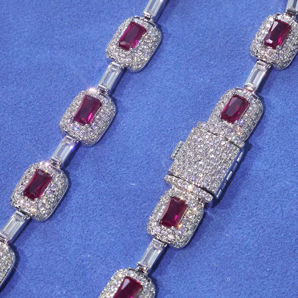 ✨ Bracelet Chaîne Unisexe en Argent – Moissanite & CZ – Style Hip-Hop/Rock