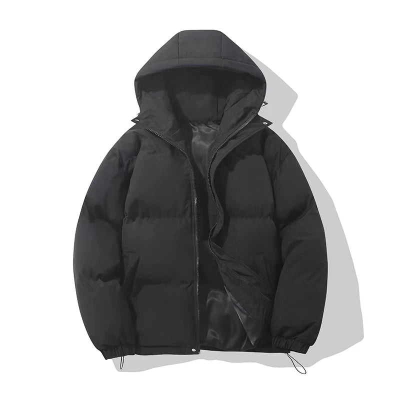 🧥 Doudoune Homme Hiver – Couleur Unie à Capuche (Édition Américaine)