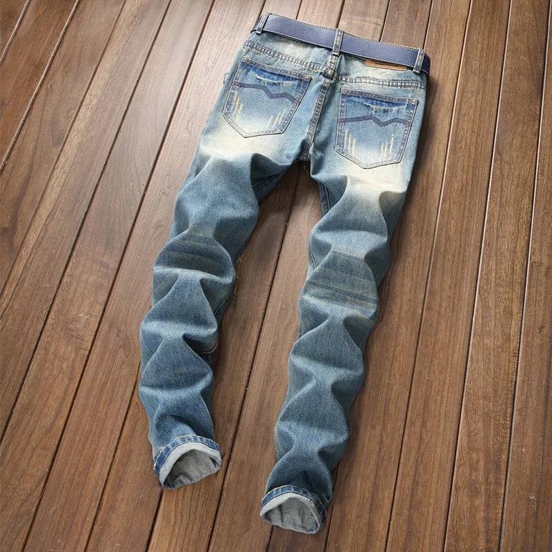 Jeans Droits Rétro Plus Size pour Hommes