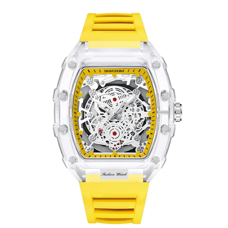 UTHAI BK134 montre à la mode pour hommes en forme de baril montre à quartz étanche transparente horloge de sport montres cadeaux pour homme