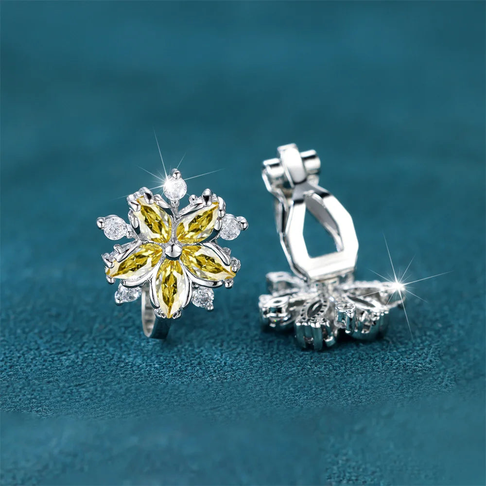 Boucles d'oreilles de luxe en pierre de Zircon rose pour femmes, petites boucles d'oreilles à Clip, couleur argent, bijoux de mariage pour femmes