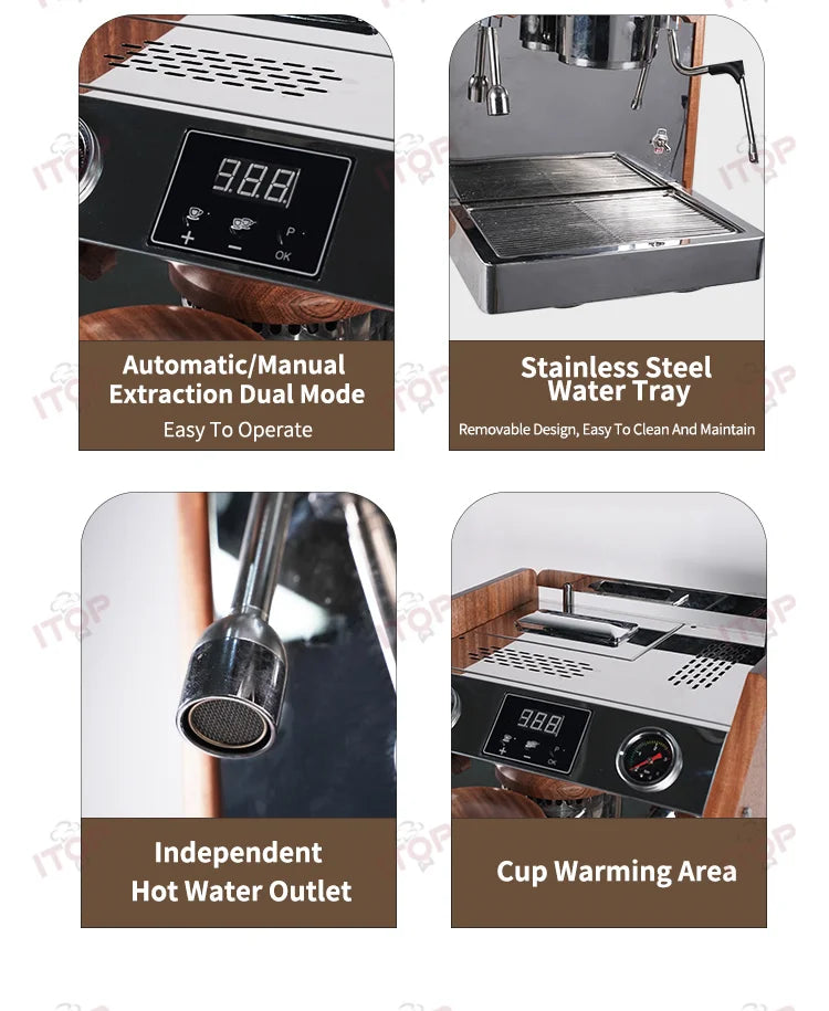 ITOP – Machine à Expresso Professionnelle à Pompe Vibrante, Double Chaudière 2800 W