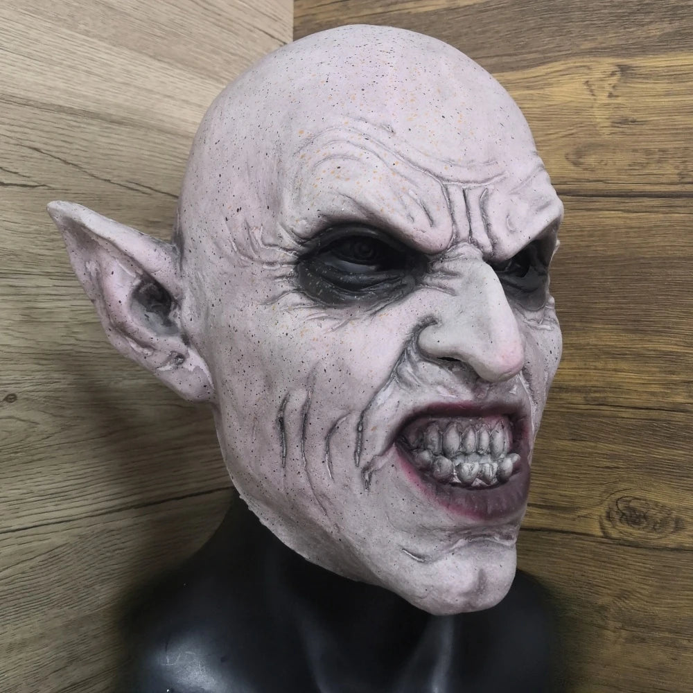 Masque Nosferatu Gris Vampire en Caoutchouc – Halloween & Cosplay Effrayant