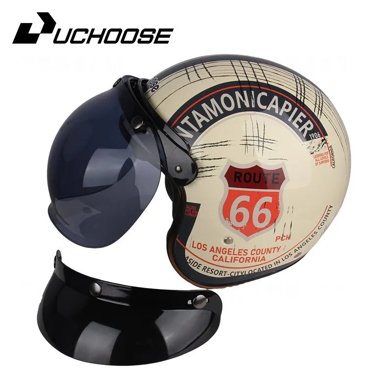 Casque de Moto Rétro Certifié DOT pour Homme, Protection à Visage Ouvert à 73 °, Accessoires pour Harley