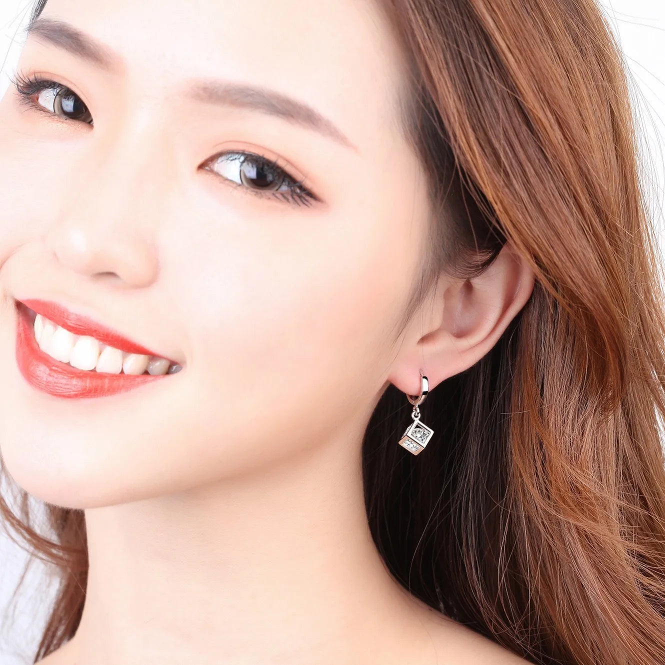 Boucles d'oreilles créoles en argent regardé 925 pour femmes, cube magique simple, accessoires de bijoux de mariage, tempérament