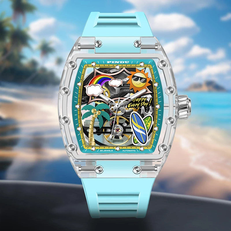 Montre Mécanique Été – Thème Plage & Éléments Marins