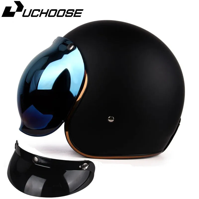 Casque de Moto Rétro Certifié DOT pour Homme, Protection à Visage Ouvert à 73 °, Accessoires pour Harley