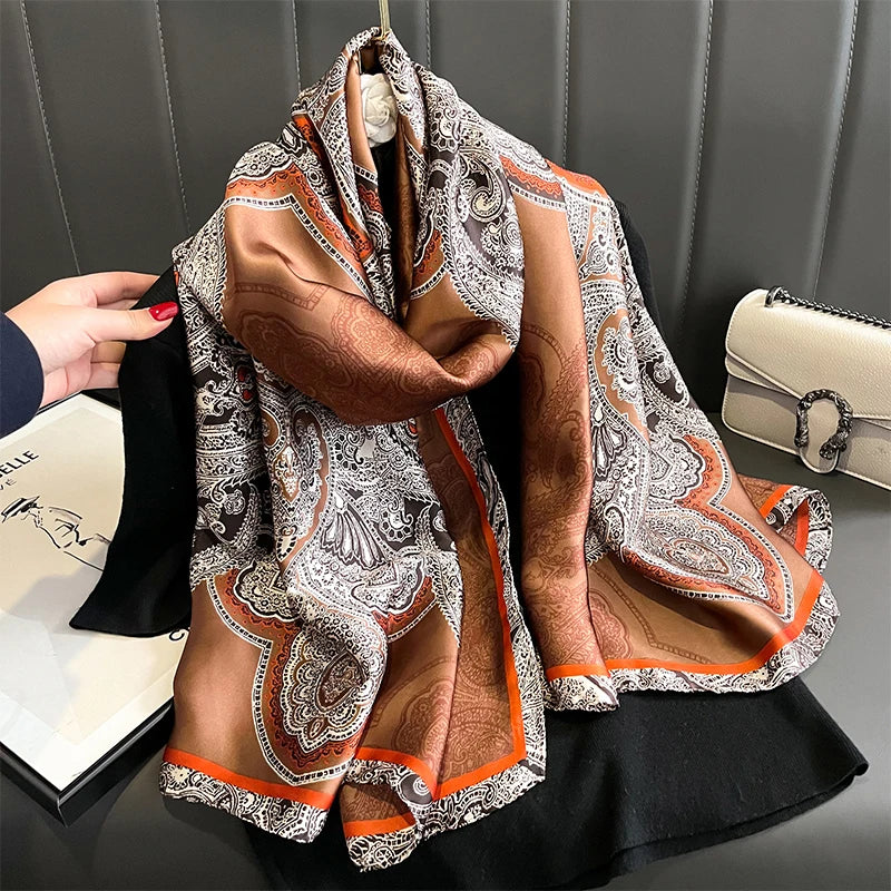 🧣 Foulard en Soie RUNMEIFA – Élégance d’Été & Style Luxe