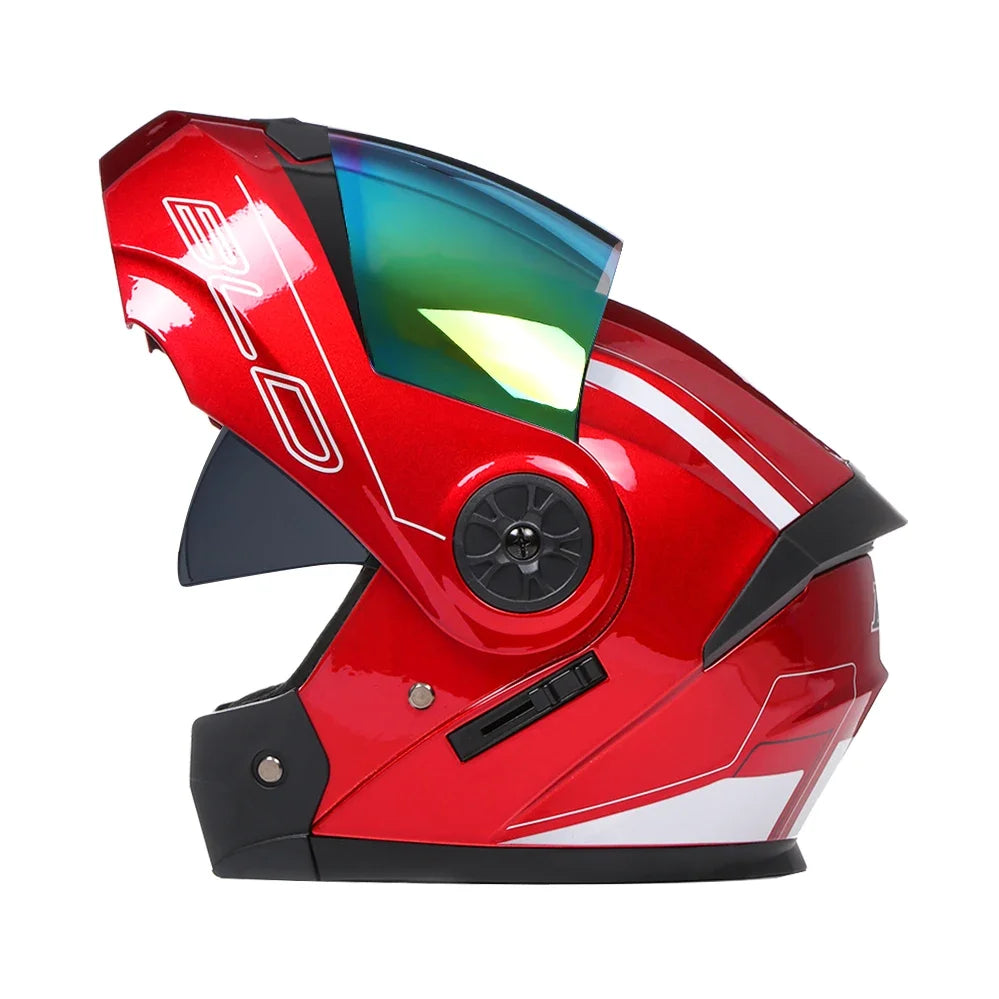 2020 nouveauté hommes moto course professionnelle casque rabattable matériau ABS casques modulaires à double lentille Certification DOT
