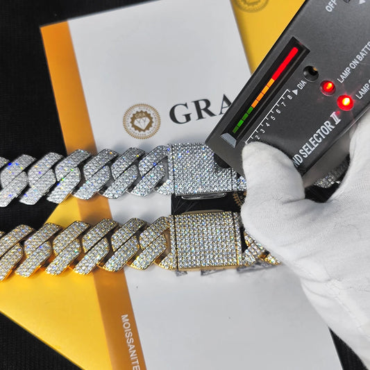 Collier cubain personnalisé en argent regardé S925 pour homme, Hip Hop, Moissanite, Link JOoptics, Miami, VVS, 25mm