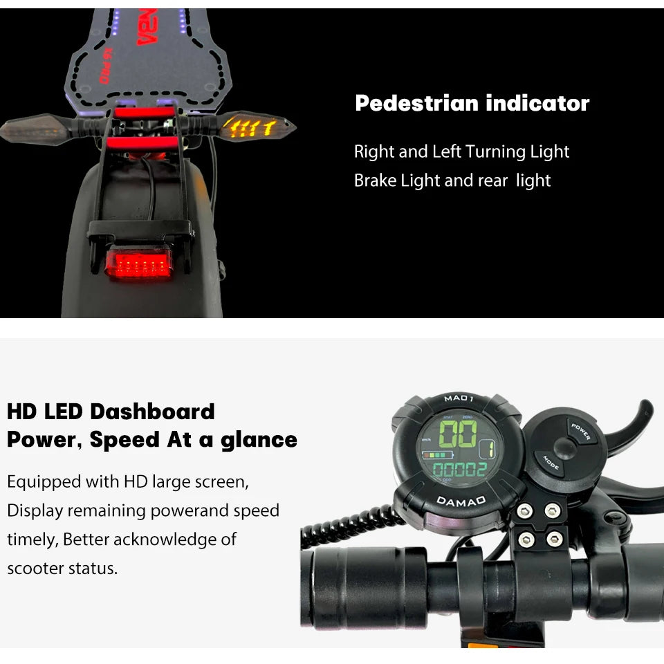 High Powered Off-road Two Wheel Dual Hub 2400w Escooter Scooter Electric Folded Scooters 48v Dual Motor Double Spring Suspension