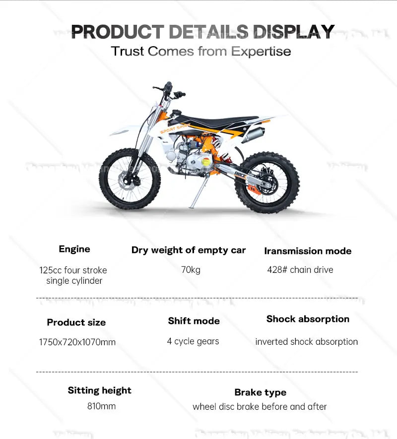đïž Dirt Bike 125cc Valtinsu â Moto Cross 4 Temps