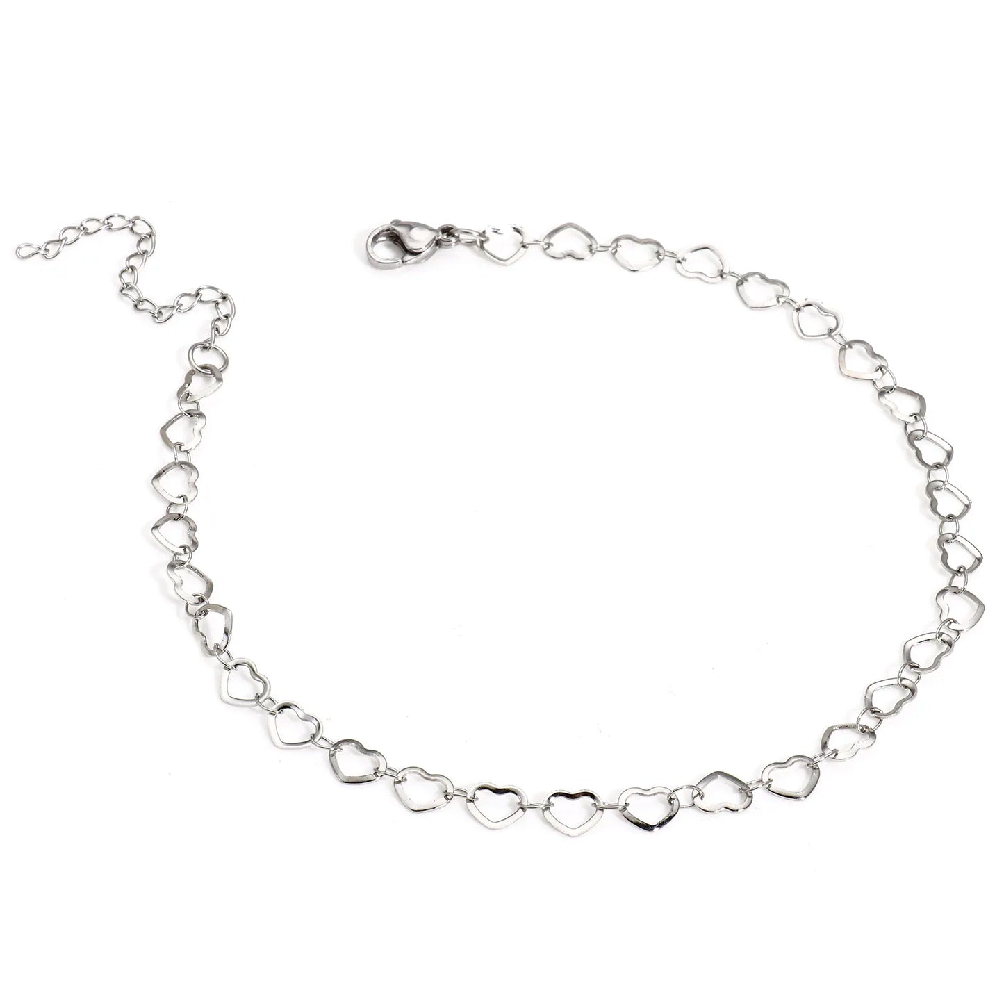 Bracelet de cheville en acier inoxydable 304 pour femmes, chaîne à maillons faite à la main, couleur argent, chaîne de jambe, pied, bijoux cadeau, 1 pièce