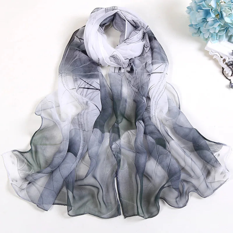 🧣 Foulard en Soie RUNMEIFA – Style Floral & Protection Solaire