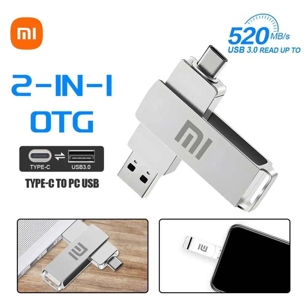 Xiaomi Flash Drives 2 To Usb 3.2 métal haute vitesse 1 To 512 Go bâton étanche SSD stockage PC téléphone transfert de données Portable