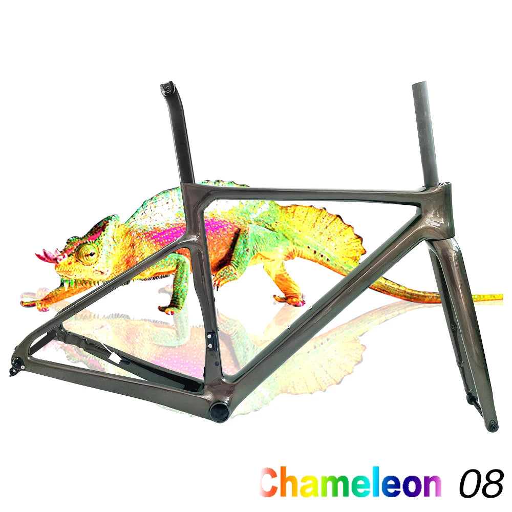 Le Cadre: AIRWOLF 2023 Carbon Road Frame Disc Brake 997g Max 700*38C Road Bicycle Frameset Full Internal Cable 49-58cm