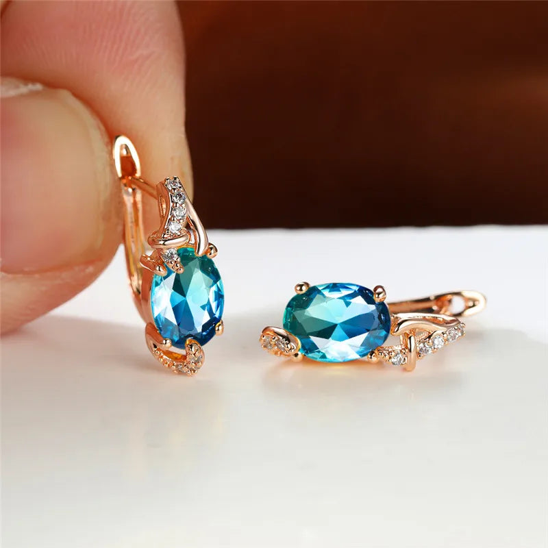 Boucles d'Oreilles promenales en Clip Bleu pour Femme, Bijou de Mariage, Mystique, Multicolore, Zcomprend sur réinitialisation