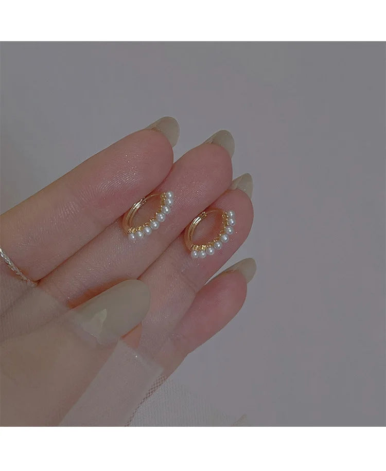 REETI 925 argent Sterling perle ronde pendentif boucles d'oreilles pour femmes Huggie boucle d'oreille