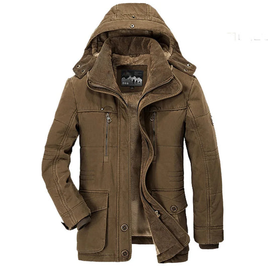 Bonne qualité mâle Fit manteaux d'hiver multi-poches Cargo vestes hommes longs manteaux d'hiver doudoune à capuche décontracté chaud Parkas 7XL
