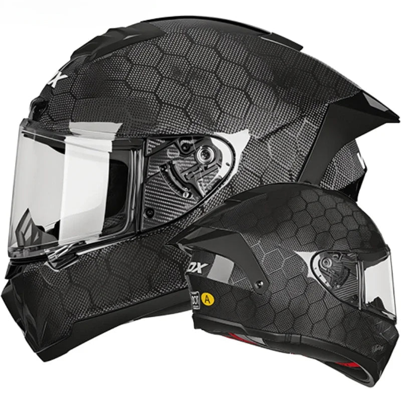 Casque Moto Intégral Fibre de Carbone DOT – Léger et Sécurisé